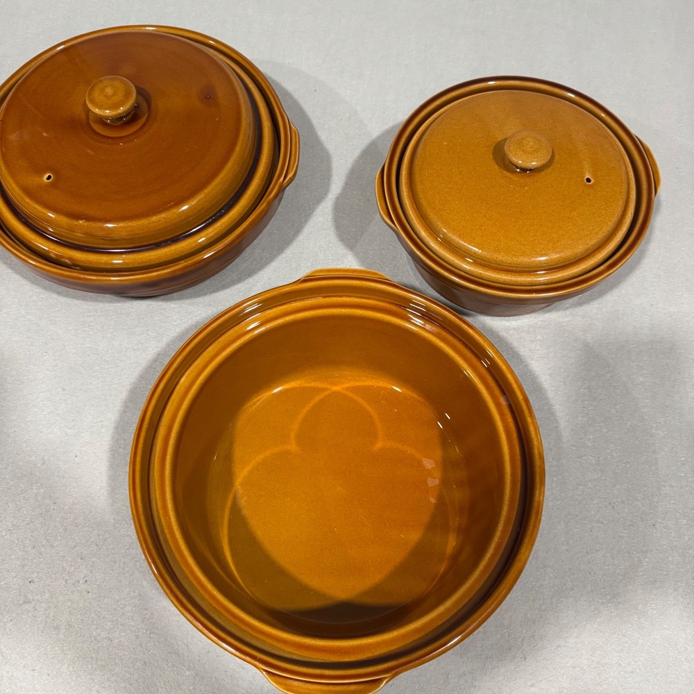 Rival Naturelles Casserole Dish Set Brown Stoneware Oven Microwave Safe 3 Piece